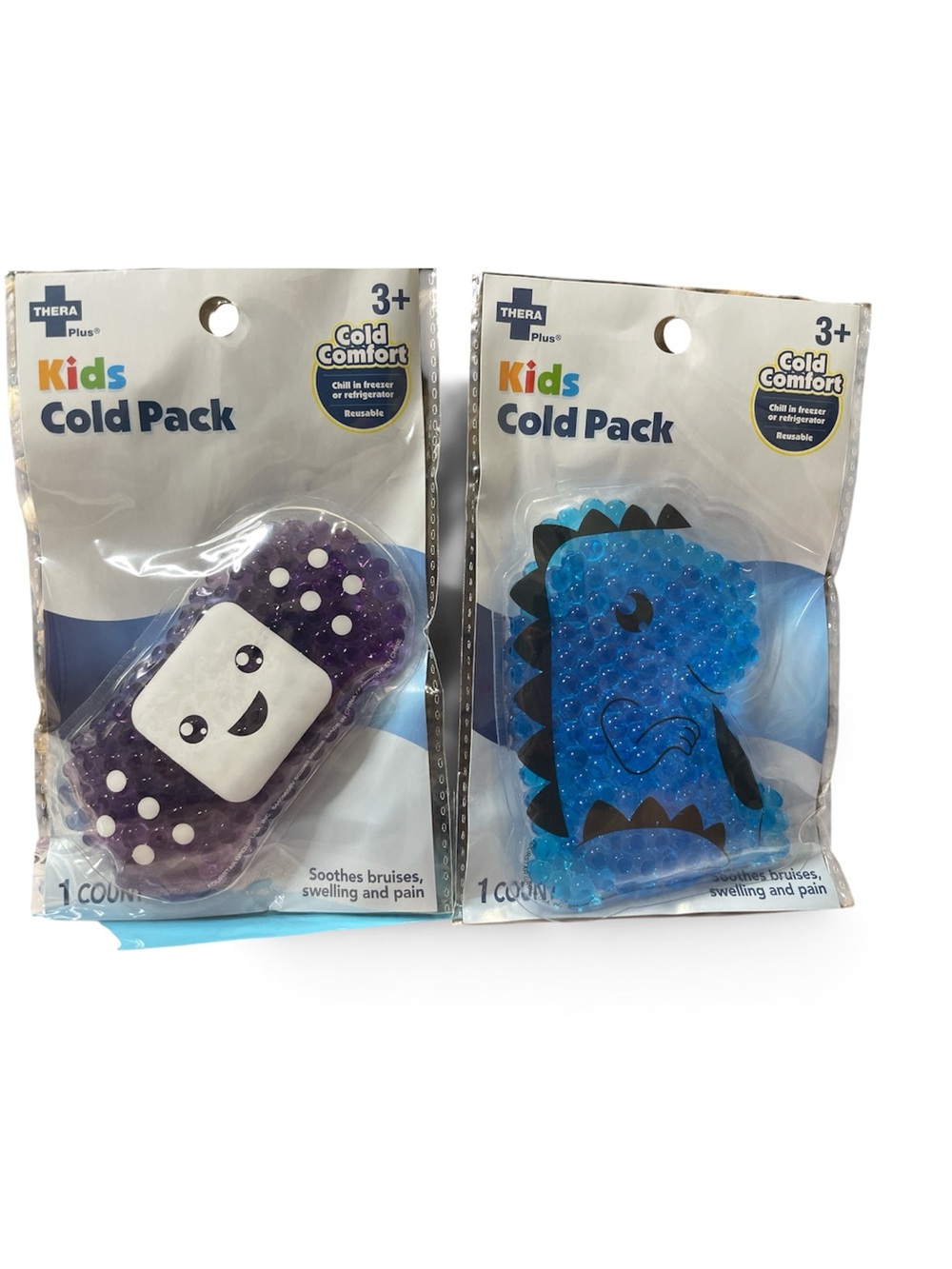Kids Cold Comfort Gel Pack Plush Toy Design - Purple and Blue